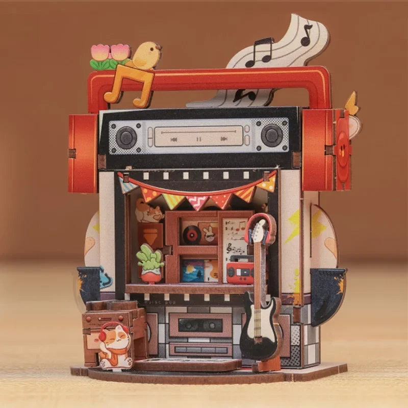 Record Store DIY Miniature House Kit — scene view