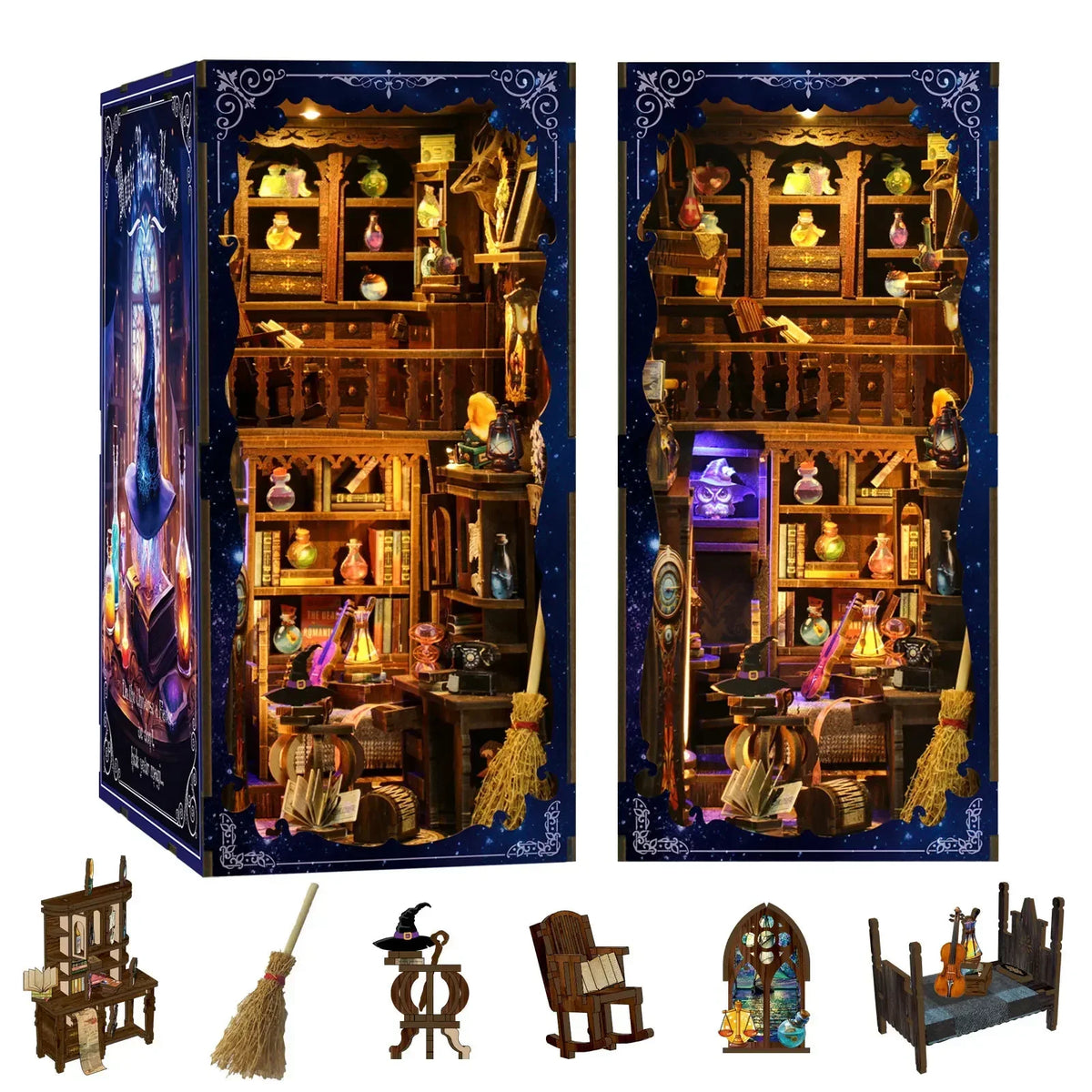 Shelf Magic Potion DIY Book Nook Kit — open display view
