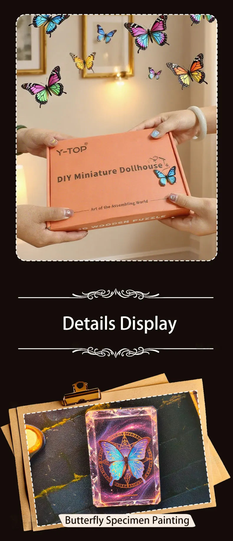 Butterfly Room DIY Miniature House Kit — open display view
