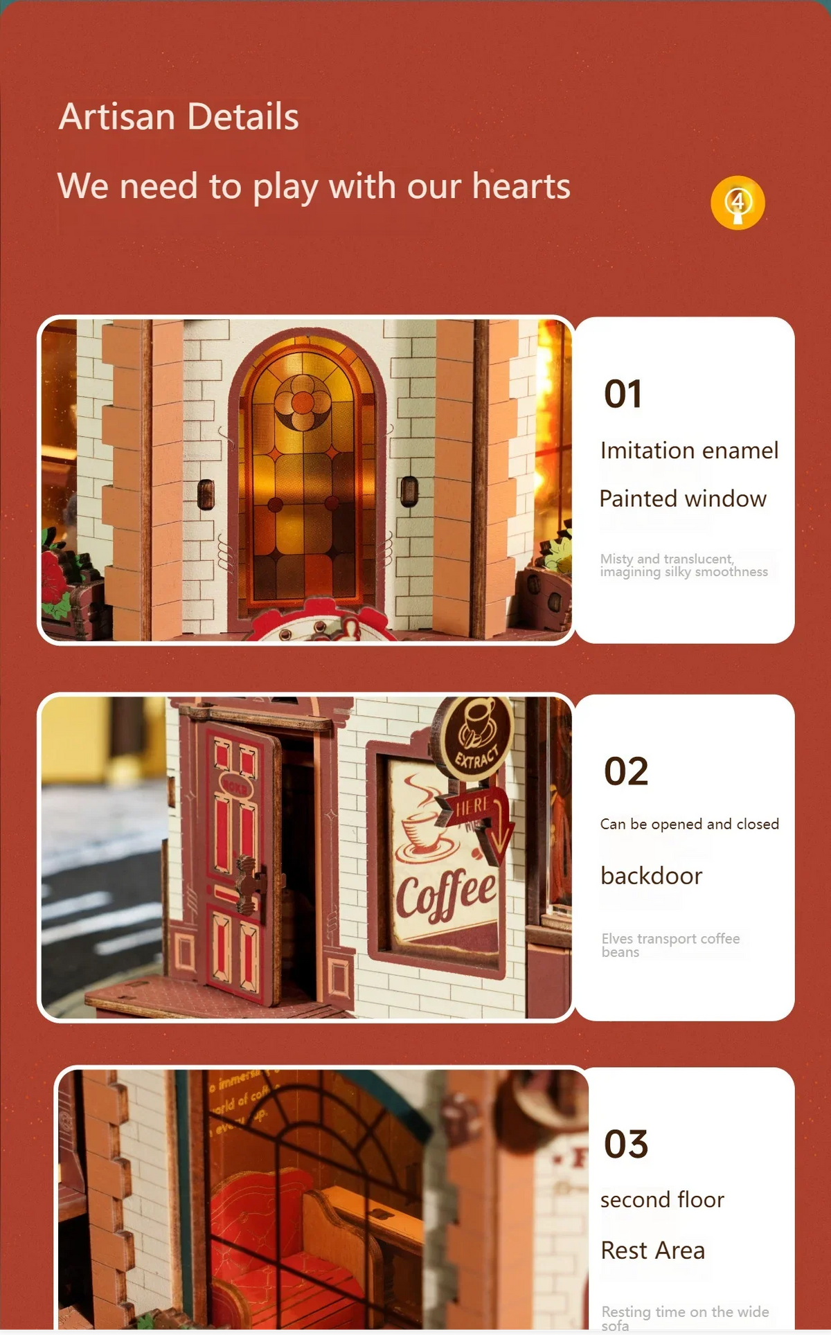 Coffee Factory DIY Miniature House Kit — open display view
