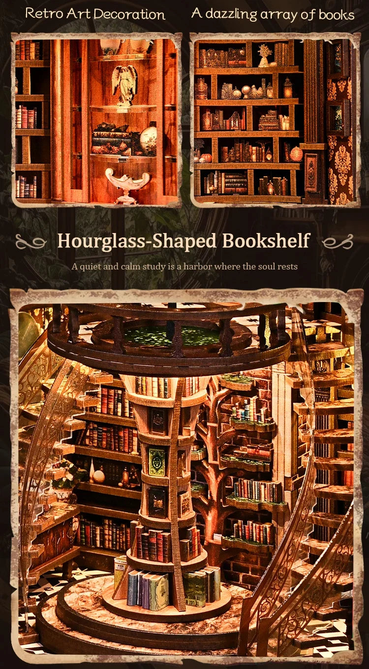 New Figurines Miniatures Wisdom Rings DIY Book Nook Kit — angled close-up
