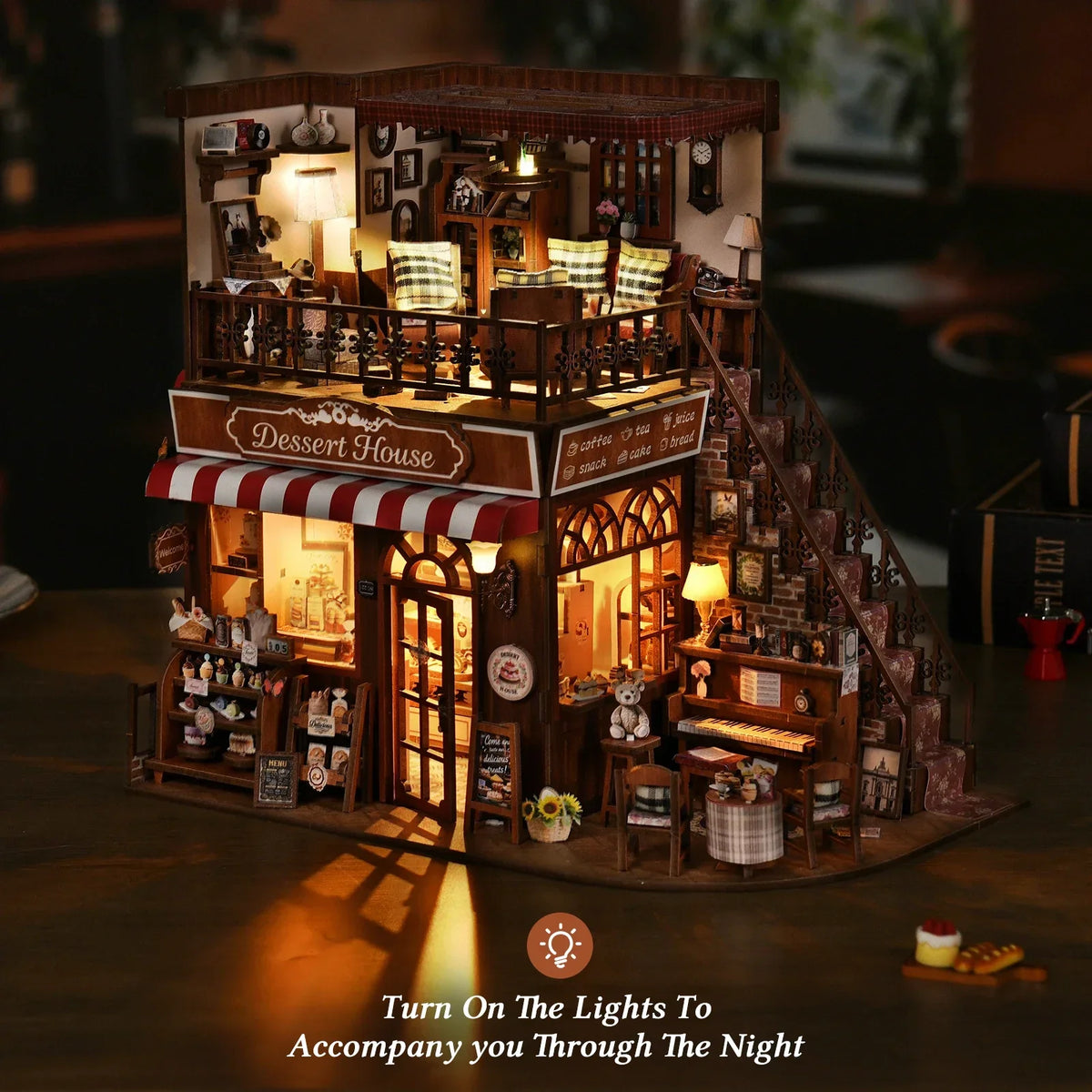 Cute Cake Shop DIY Book Nook Kit — open display view