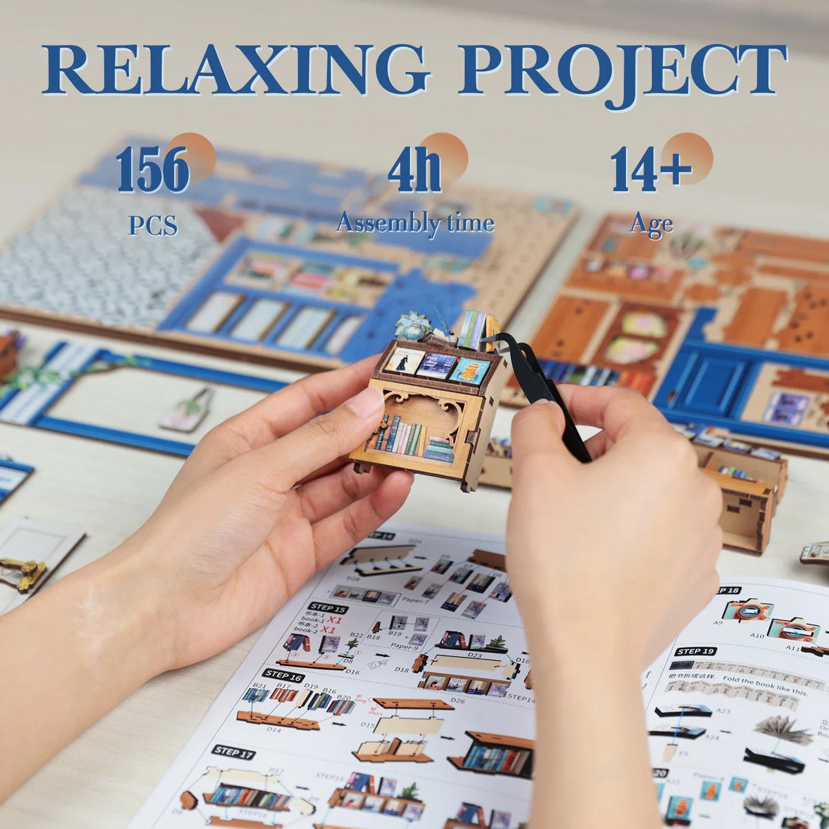Cutebee 3D Bookstore Desk DIY Book Nook Kit — scene view