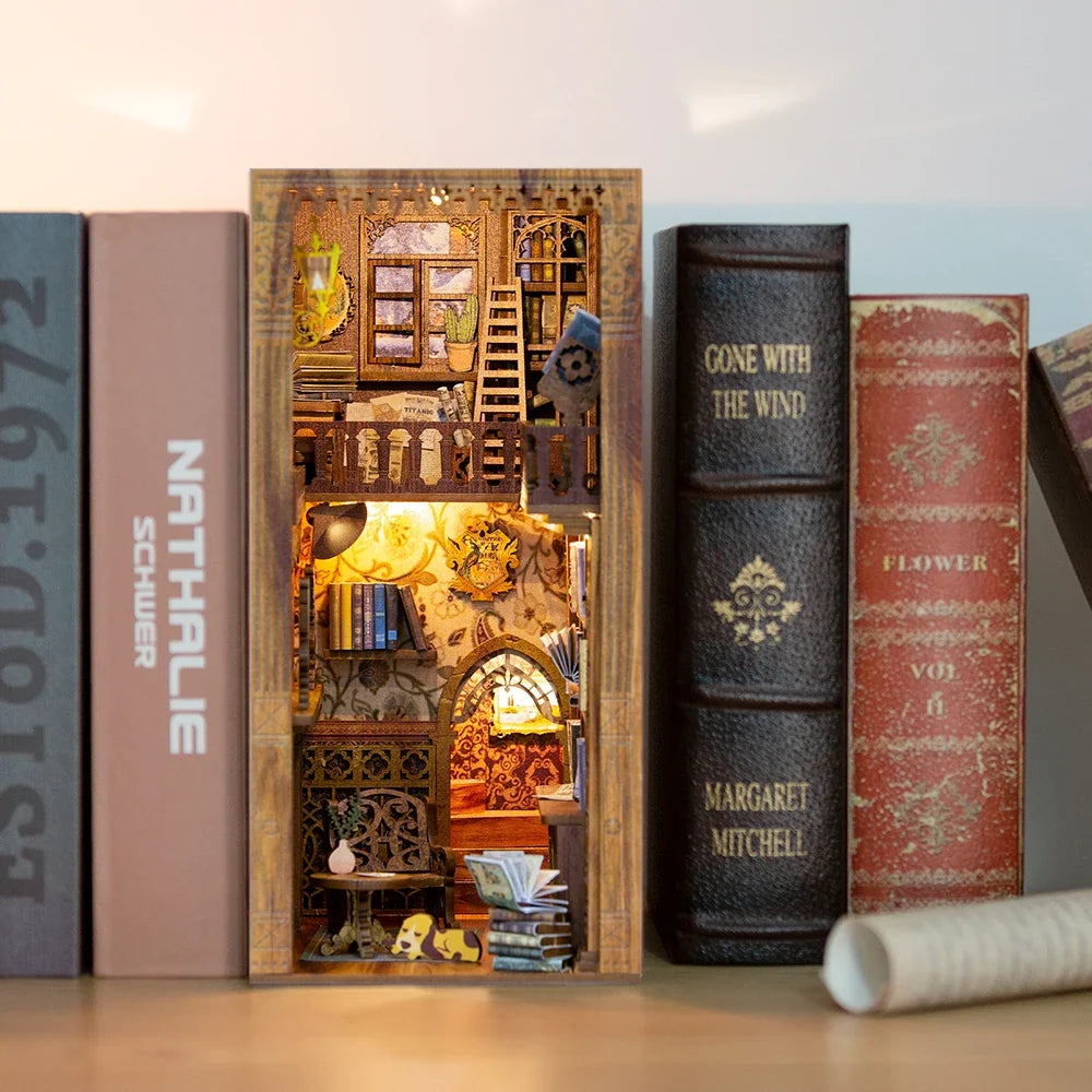YS05 With DustCover DIY Book Nook Kit — angled close-up