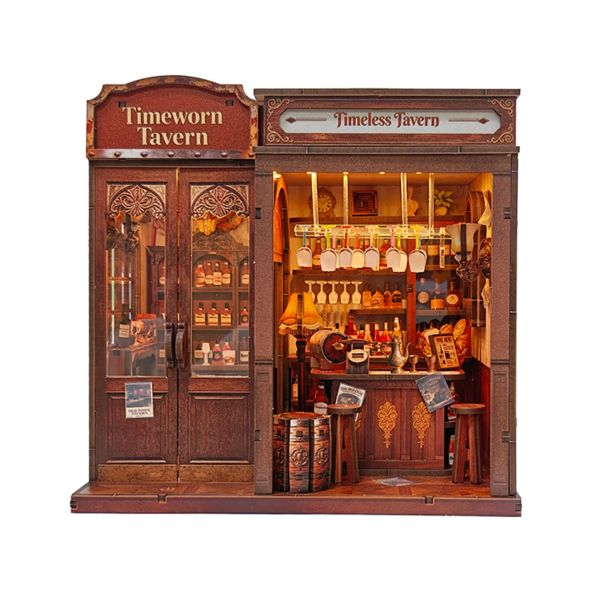 Timeworn Tavern DIY Book Nook Kit with Light — box and pieces