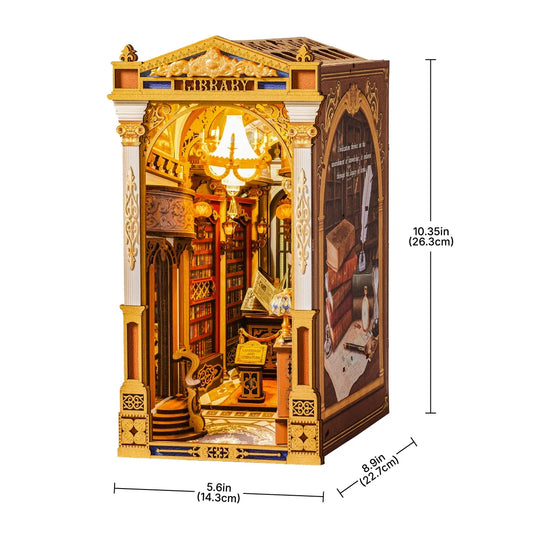 Rolife Library of Wonders DIY Book Nook Kit — detalied side view