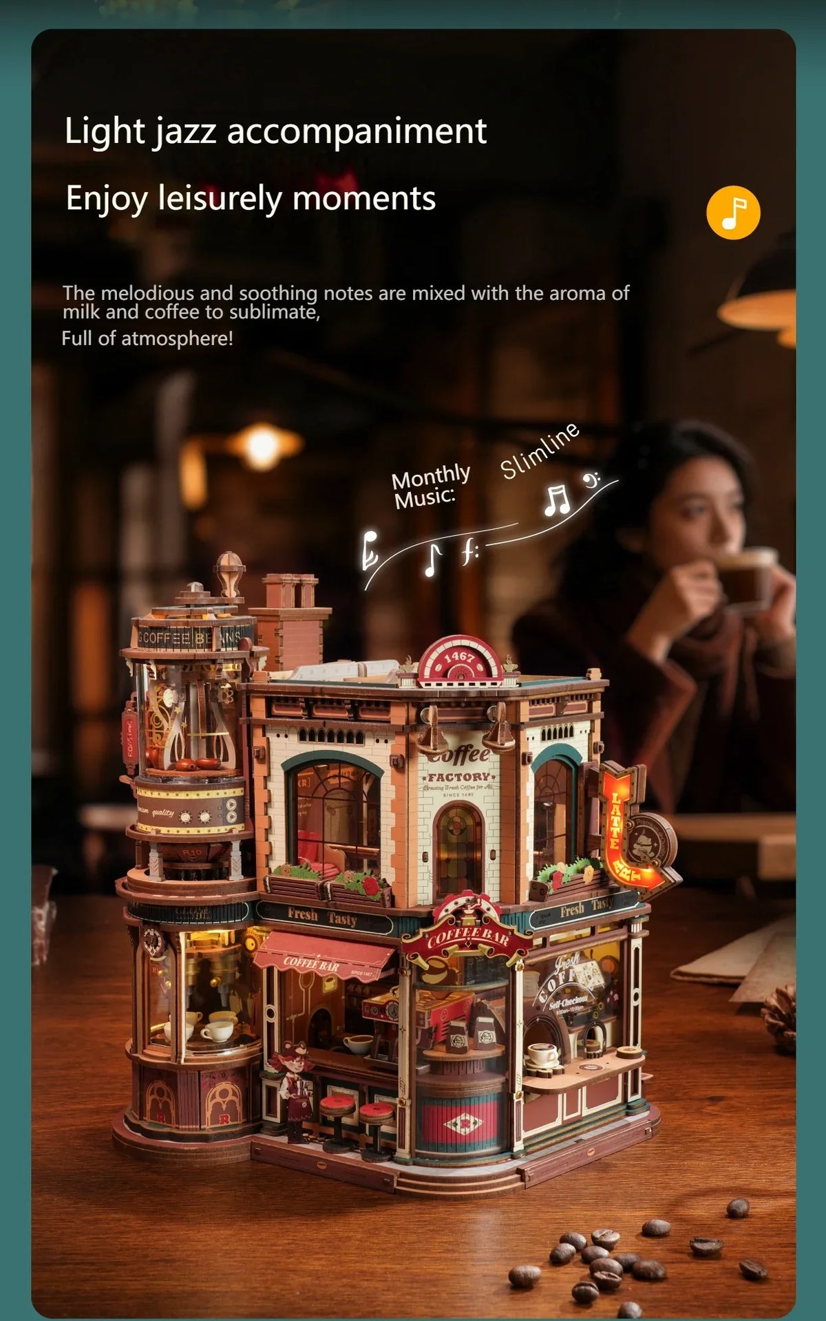 Coffee Factory DIY Miniature House Kit — front angle