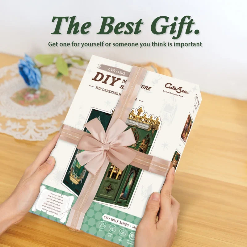Darkness Herbarium DIY Book Nook Kit — open display view