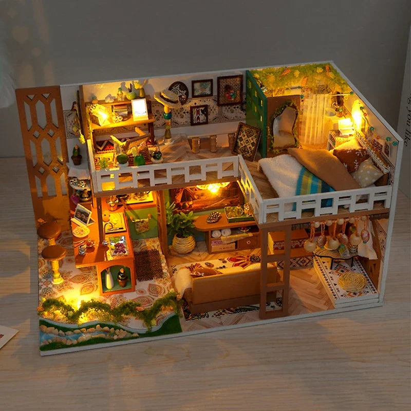 Bohemian Loft DIY Miniature House Kit — front angle