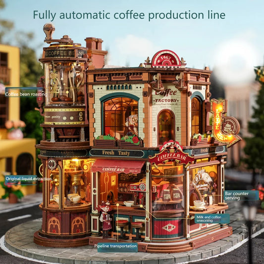 Coffee Factory DIY Miniature House Kit — detalied side view