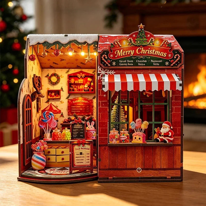 Christmas Candy House DIY Miniature House Kit — detalied side view