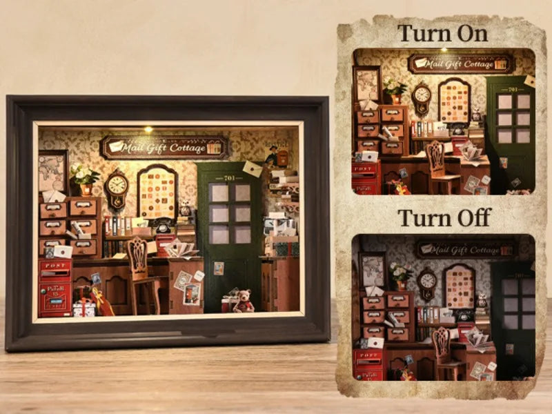 Mail Gift Cottage DIY Book Nook Kit — detalied side view
