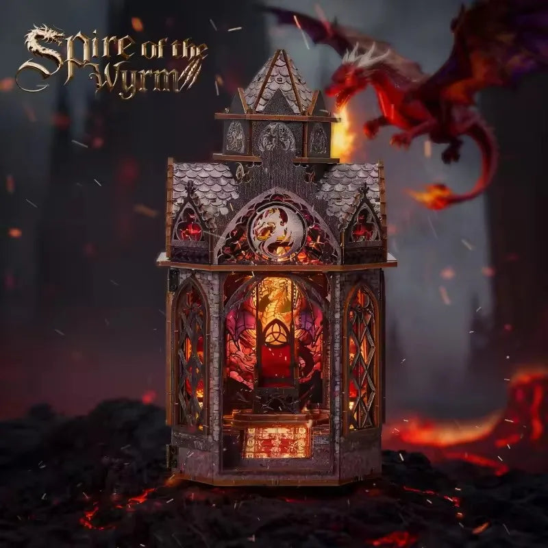 Spire Of The Wyrm DIY Book Nook Kit — open display view
