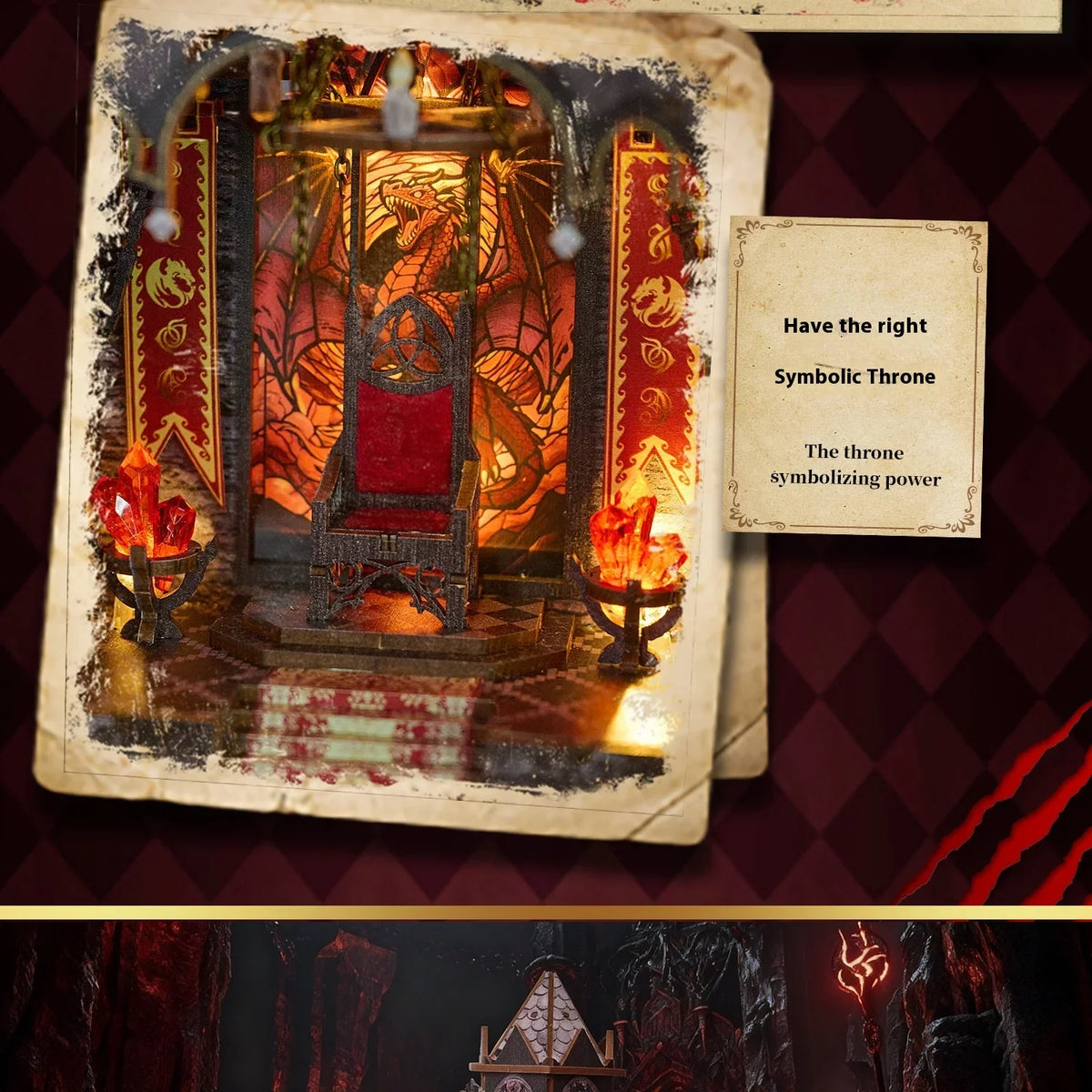 Spire Of The Wyrm DIY Book Nook Kit — detalied side view