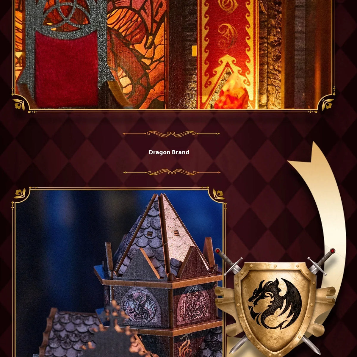 Spire Of The Wyrm DIY Book Nook Kit — angled close-up
