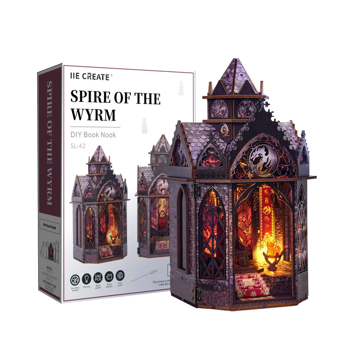 Spire Of The Wyrm DIY Book Nook Kit — detalied side view