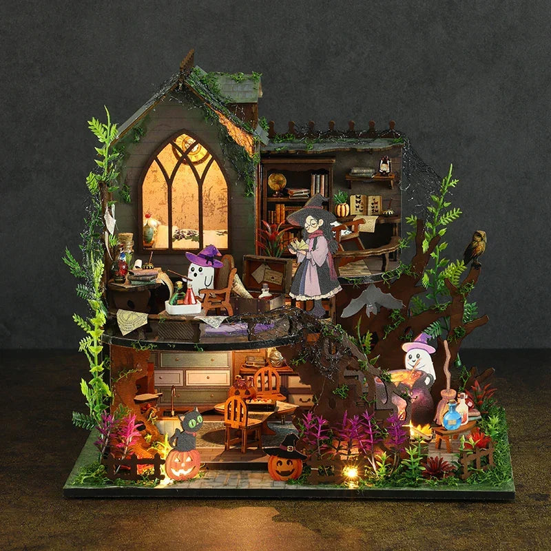 Spooky Cottage DIY Dollhouse Kit — scene view
