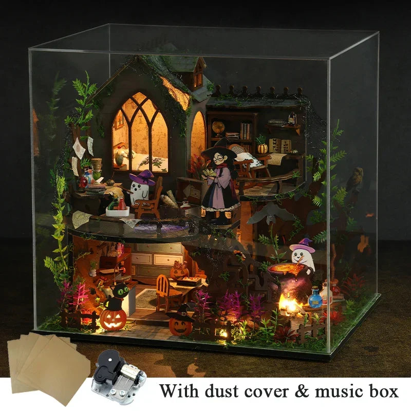 Spooky Cottage DIY Dollhouse Kit — detalied side view