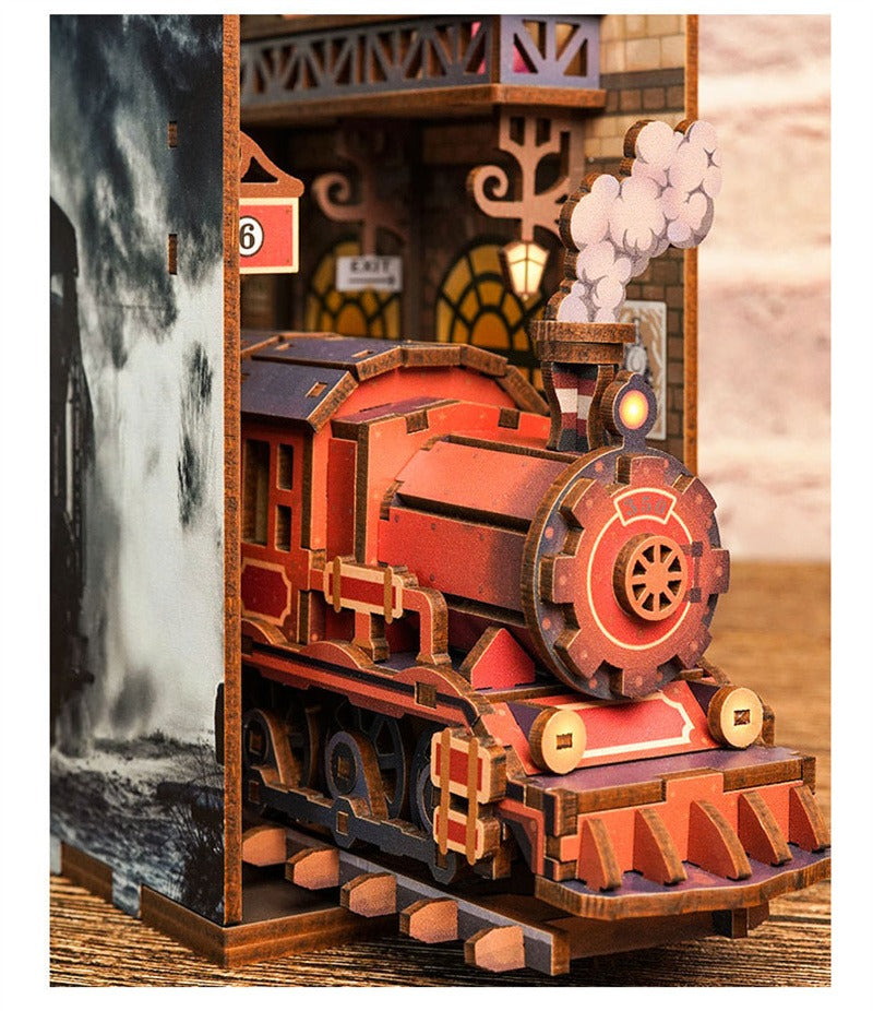 Steam Train Station DIY Book Nook Kit — front angle