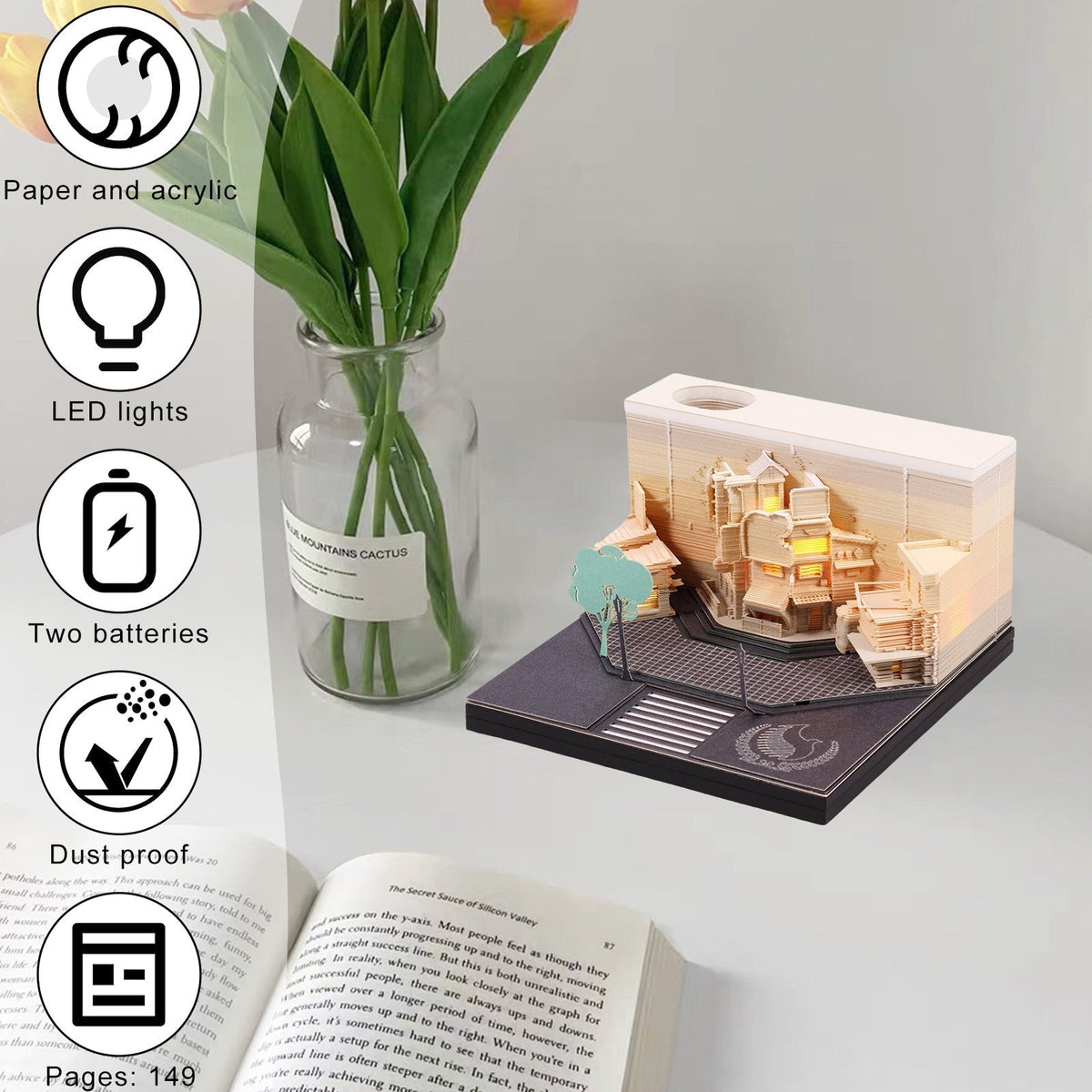 Street Corner Omoshiroi 3D Notepad — angled close-up