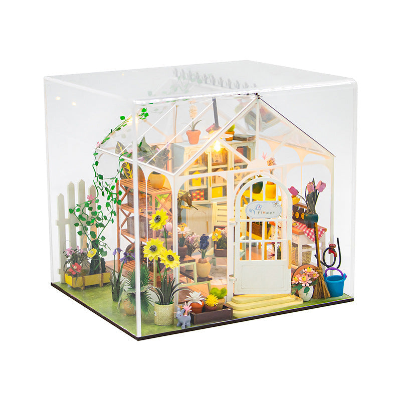 Sunshine Flower Garden DIY Miniature House Kit — open display view