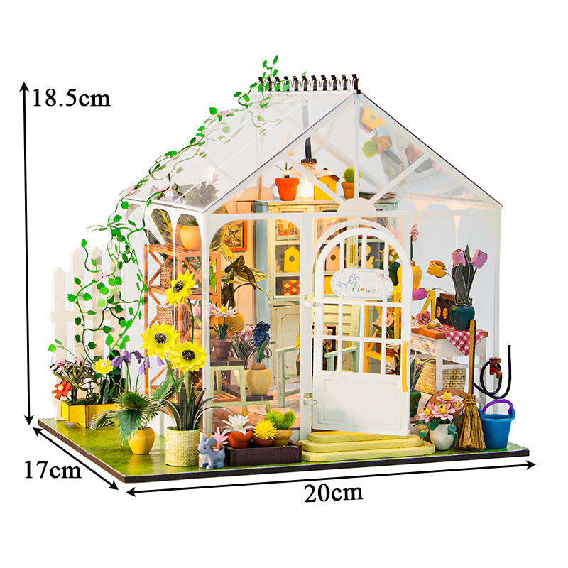 Sunshine Flower Garden DIY Miniature House Kit — angled close-up