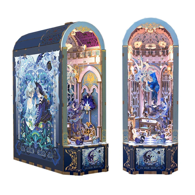 Swan Dream DIY Wooden Book Nook — detalied side view
