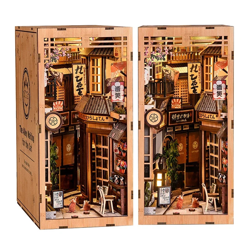 The Alley Waiting For The Cat Book Nook Kit — box and pieces