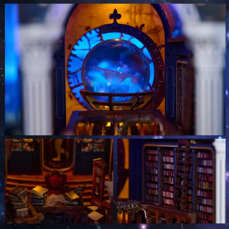 The Secret Scroll Of The Galaxy DIY Wooden Book Nook Kit — angled close-up