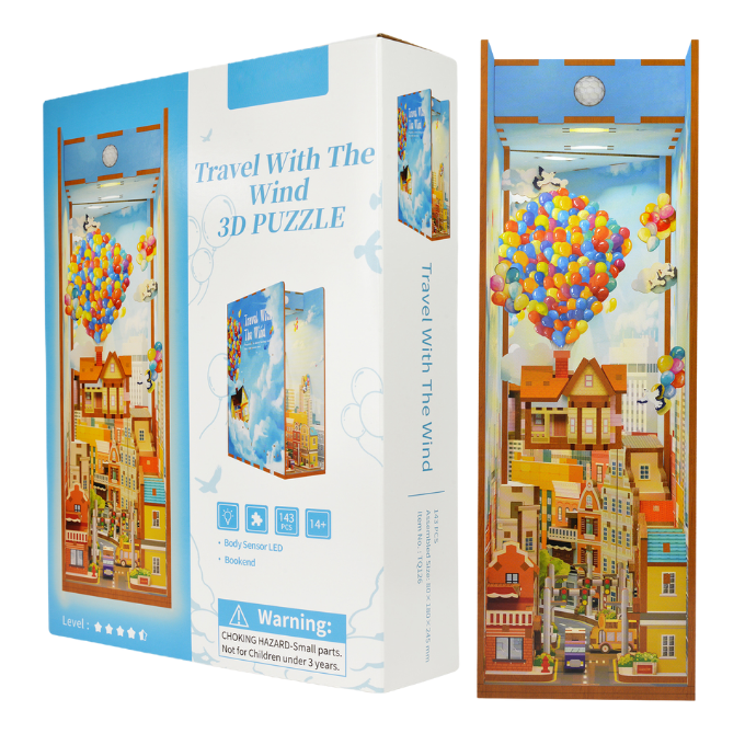 Travel With The Wind Up Movie Themed DIY Book Nook Kit — detalied side view