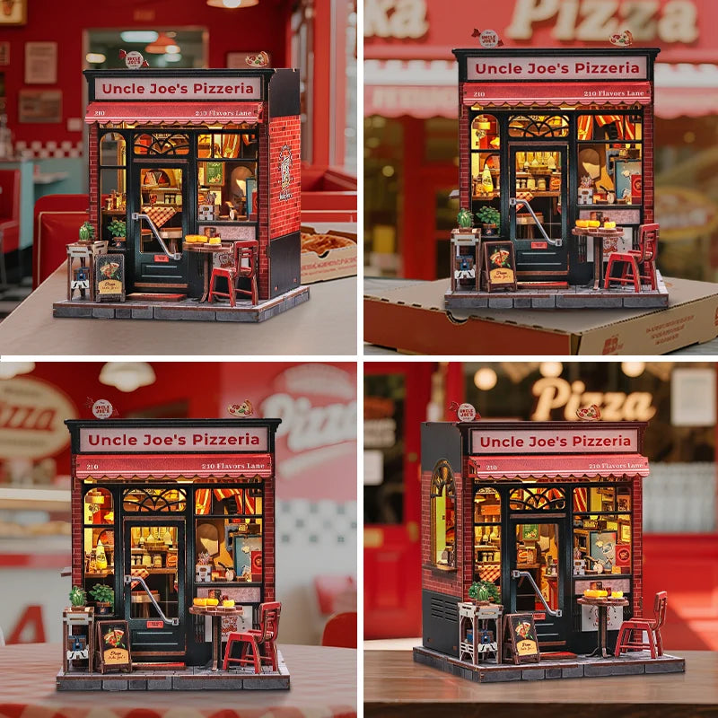 Uncle Joe's Pizzeria DIY Book Nook Kit — angled close-up