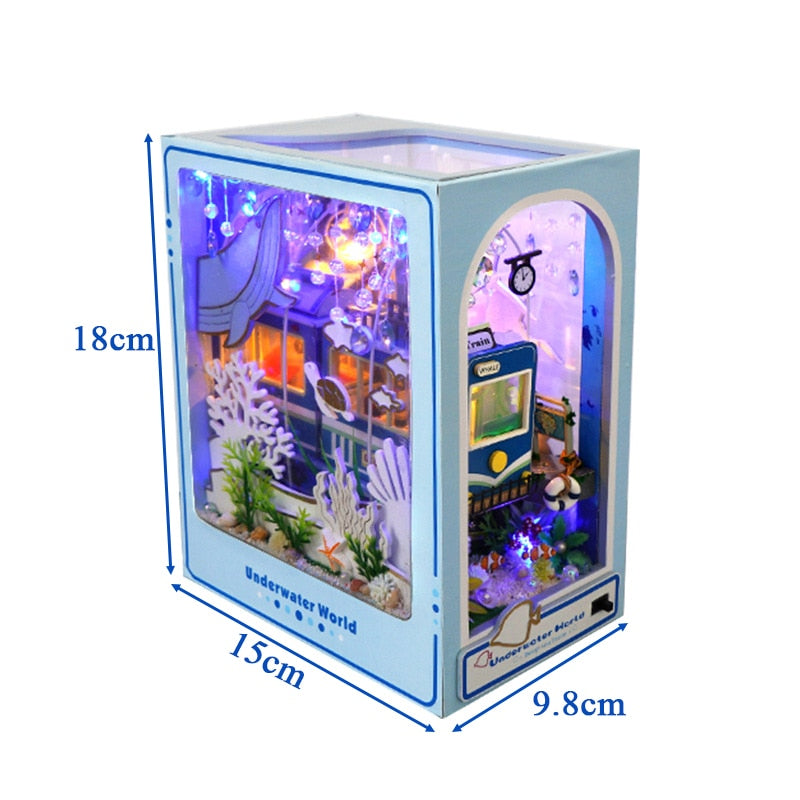 Under Water DIY Book Nook Kit — box and pieces