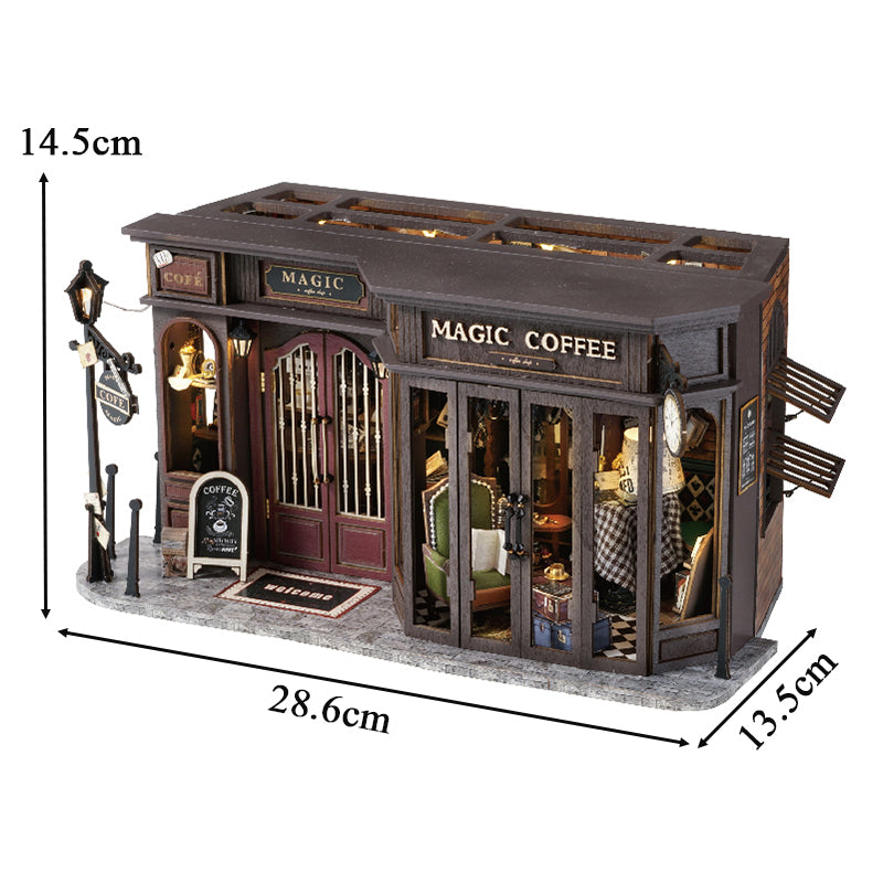Vintage Coffee Shop DIY Dollhouse Kit — box and pieces