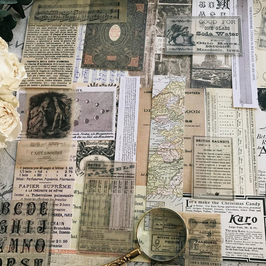 Vintage Junk Journal Ephemera Paper Pack, Textured Old Newspaper Poster Pages for TN Planners & Scrapbooking D