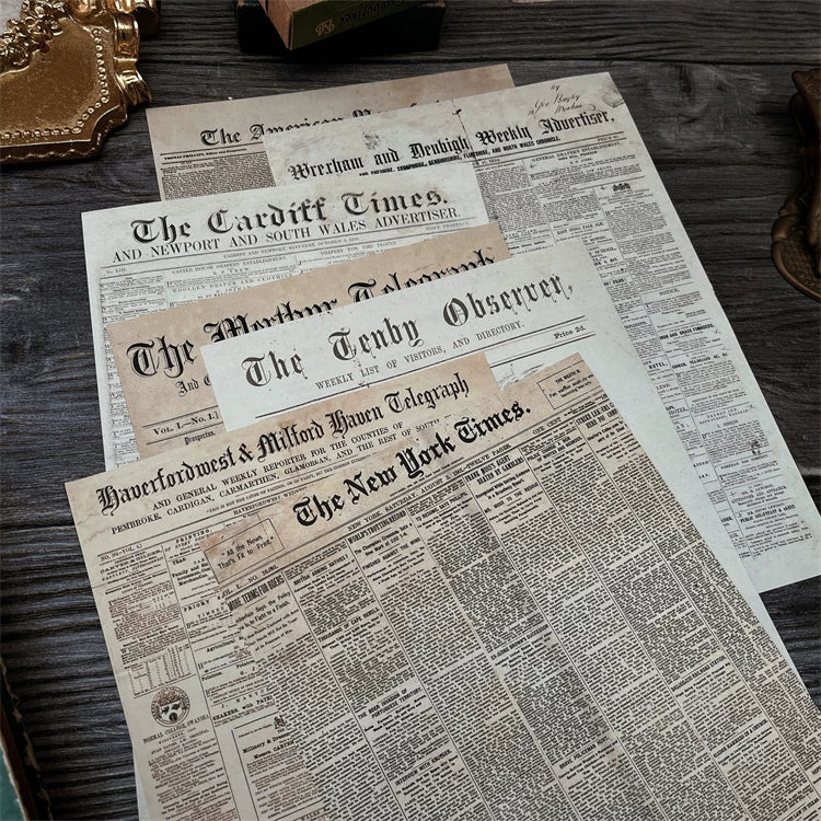 Vintage English Newspaper Scrapbook Paper Pack Retro Ephemera Background Sheets for Junk Journal TN Planner DIY Crafts Photo Props