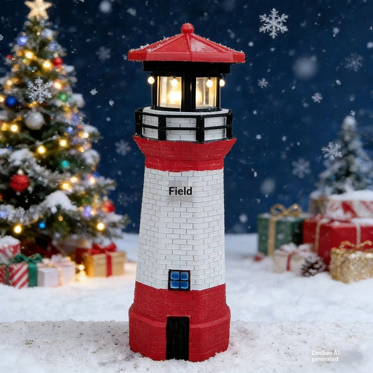 Solar Rotating Lighthouse Resin Garden Sculpture | AnalogMaker